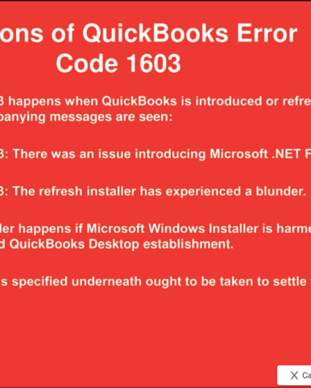 Quickbooks Error Code 1603